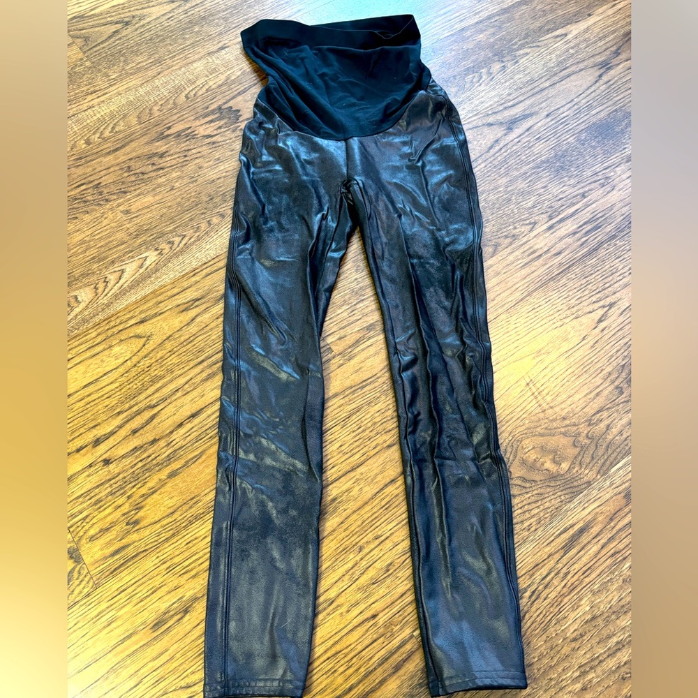 Spanx maternity faux leather leggings
